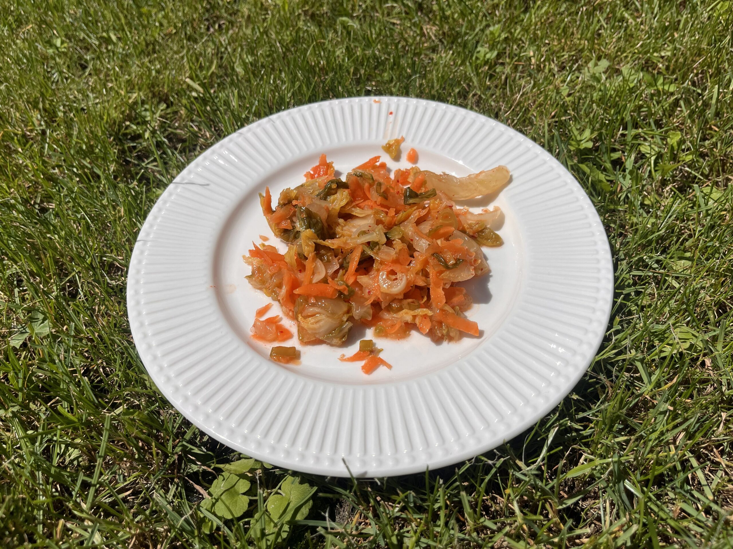 Kimchi op een wit bord